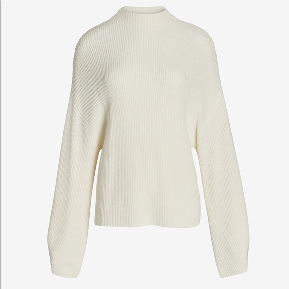 Express Ribbed Mock Neck White Sweater - Picture 3 of 6